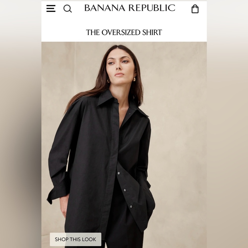 Very good condition, Banana Republic, black “The Oversized Shirt”. Sz XL
